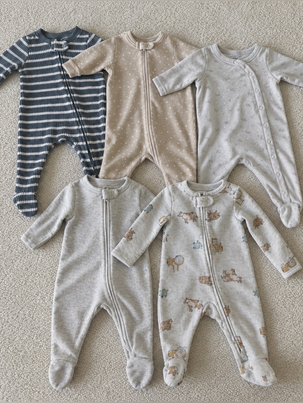 Baby Footed Sleep & Play Rompers (Set of 5)